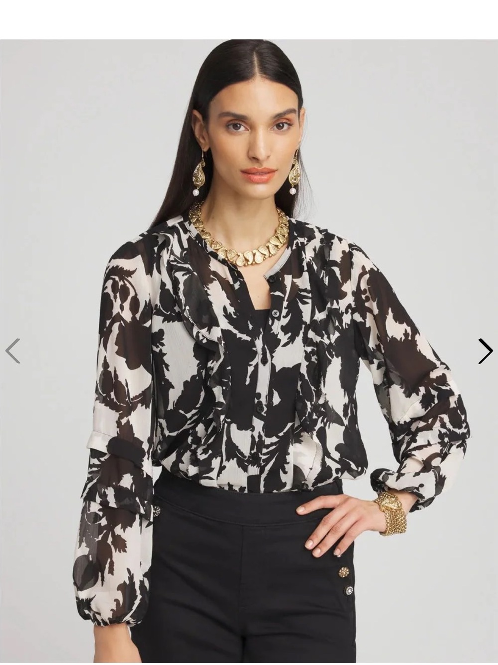 Chico’s Paisley Ruffles Crinkle Blouse